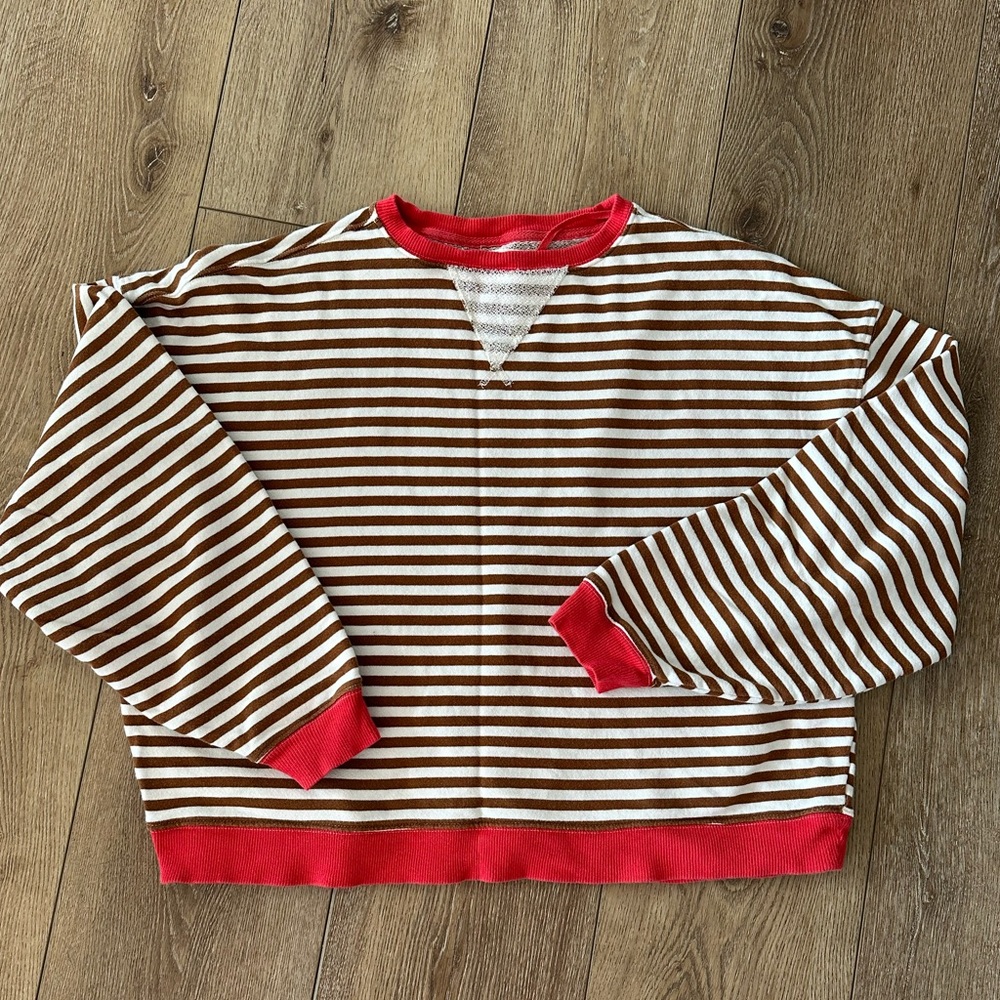 WE THE FREE Brown & Red Striped Sweatshirt